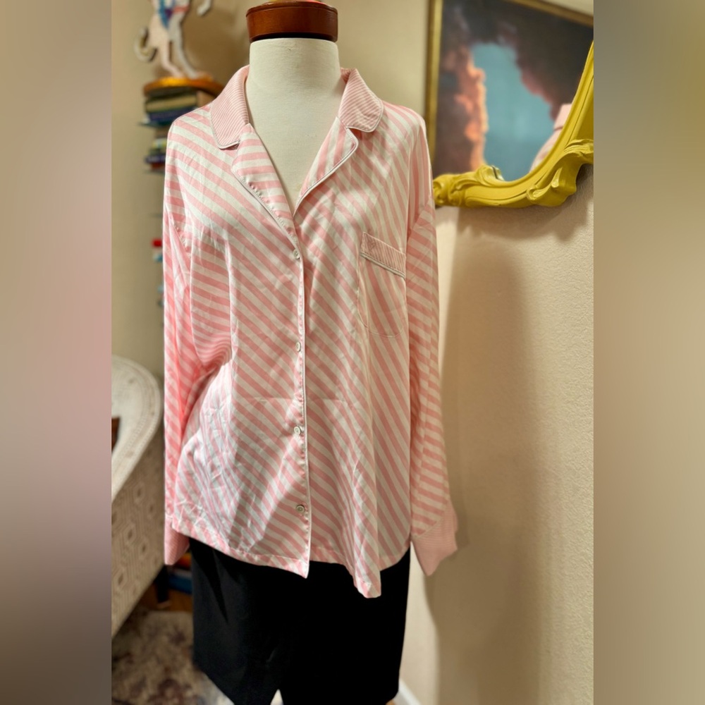 Victoria's Secret Pink and White Striped Pajama Top